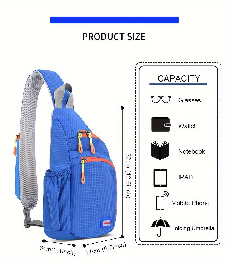 Pochete de nylon resistente à água,com compartimento com zíper e bolso lateral