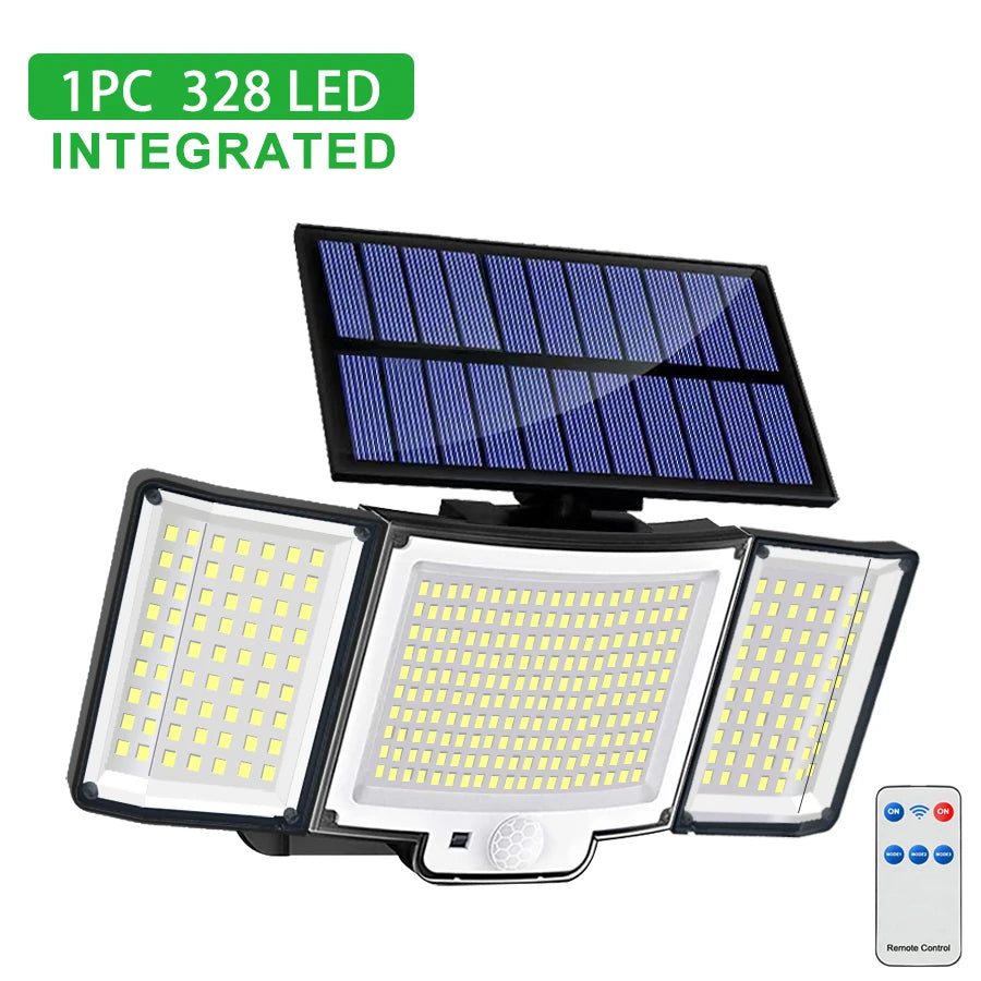 Luzes solares led 228/328 ao ar livre pir sensor de movimento lâmpada de parede ip65 à prova dip65 água luz de rua com controle remoto para iluminação do jardim