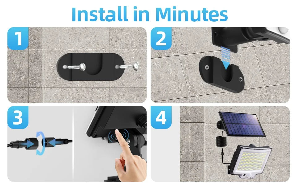 Luzes solares led 228/328 ao ar livre pir sensor de movimento lâmpada de parede ip65 à prova dip65 água luz de rua com controle remoto para iluminação do jardim