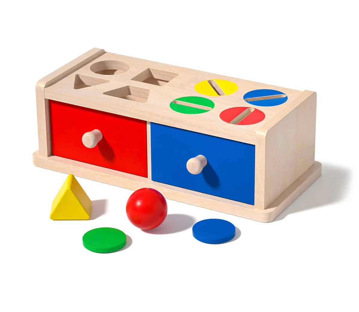 Brinquedo Educativo de Caixa de madeira com  formas geometricas e cor