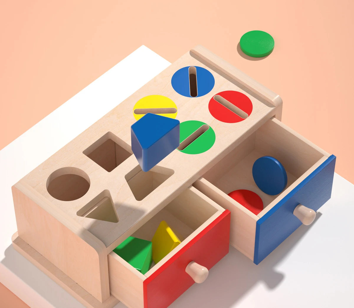 Brinquedo Educativo de Caixa de madeira com  formas geometricas e cor