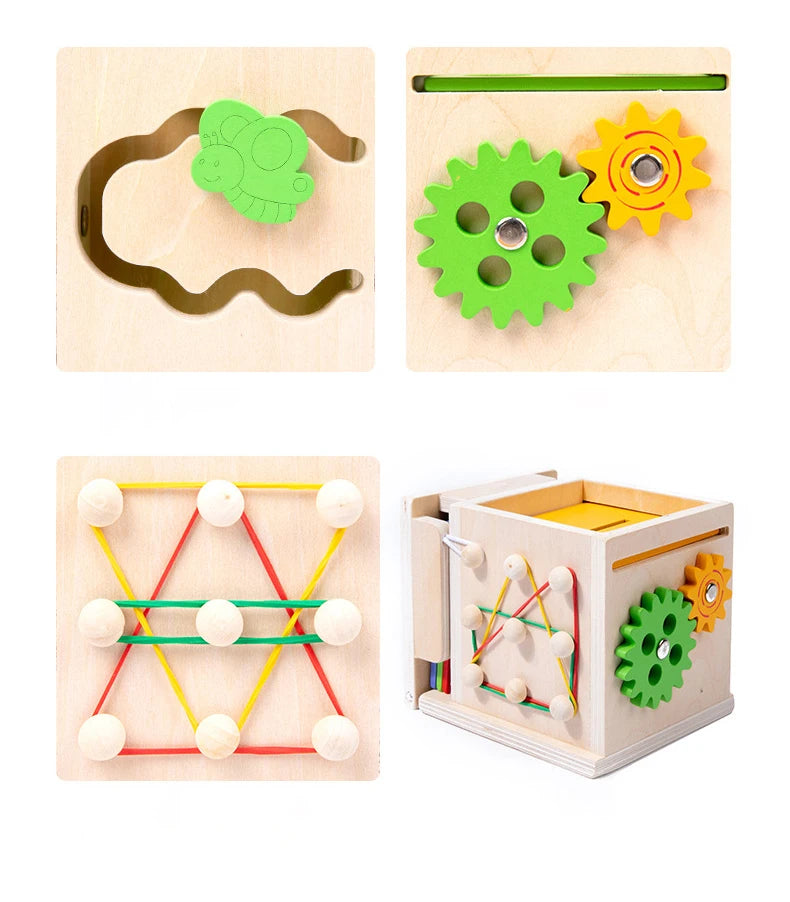 Brinquedo Educativo de Caixa de madeira com  formas geometricas e cor