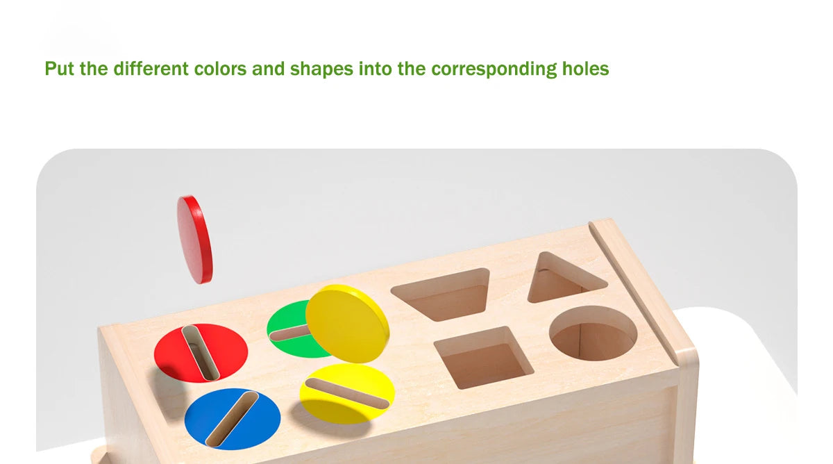 Brinquedo Educativo de Caixa de madeira com  formas geometricas e cor