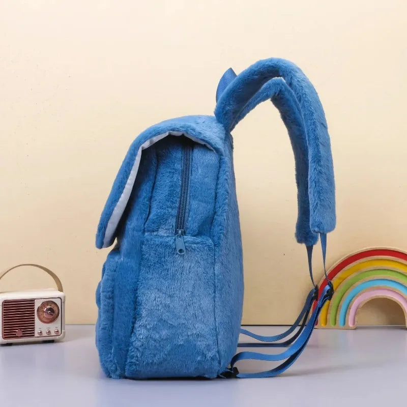 MOCHILA DE PELÚCIA  COM ESTAMPA DE DESENHO ANIMADO