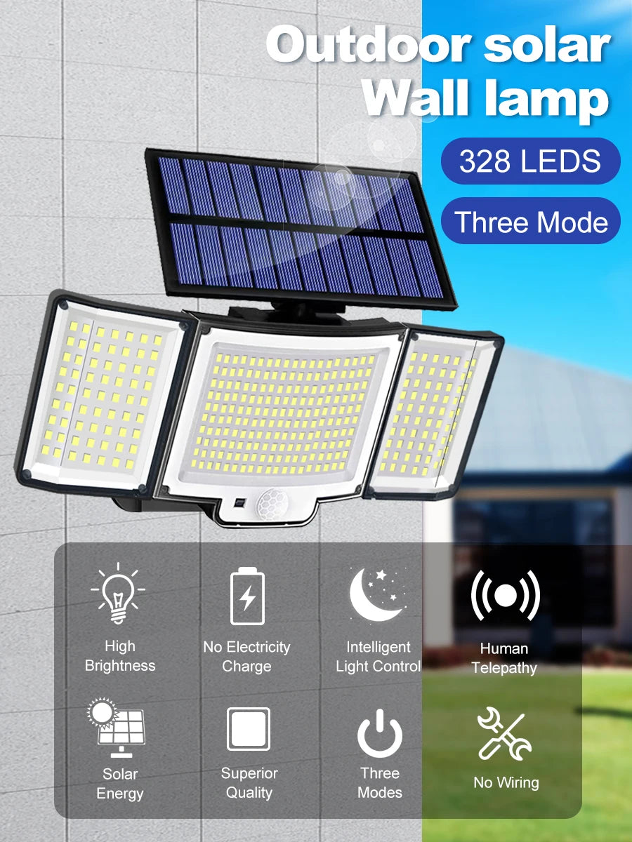Luzes solares led 228/328 ao ar livre pir sensor de movimento lâmpada de parede ip65 à prova dip65 água luz de rua com controle remoto para iluminação do jardim