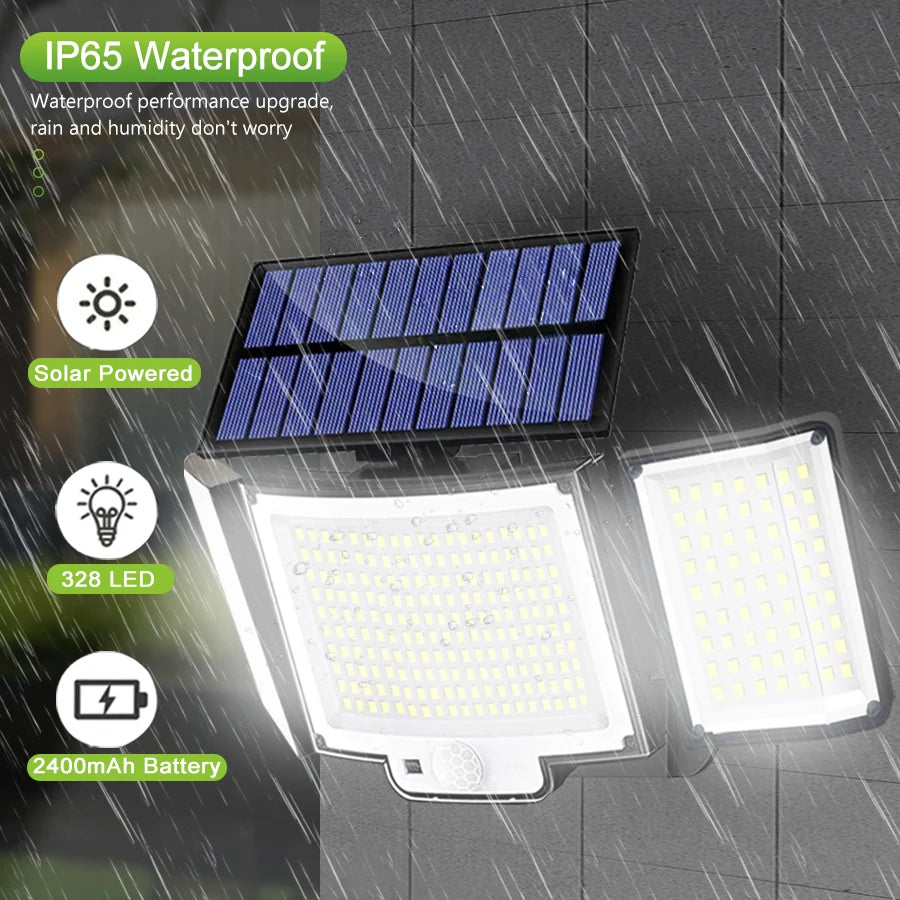 Luzes solares led 228/328 ao ar livre pir sensor de movimento lâmpada de parede ip65 à prova dip65 água luz de rua com controle remoto para iluminação do jardim